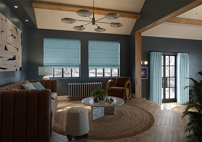 Ultra Luxe Velvet, Blue Cloud - Roman Blind - Image 6